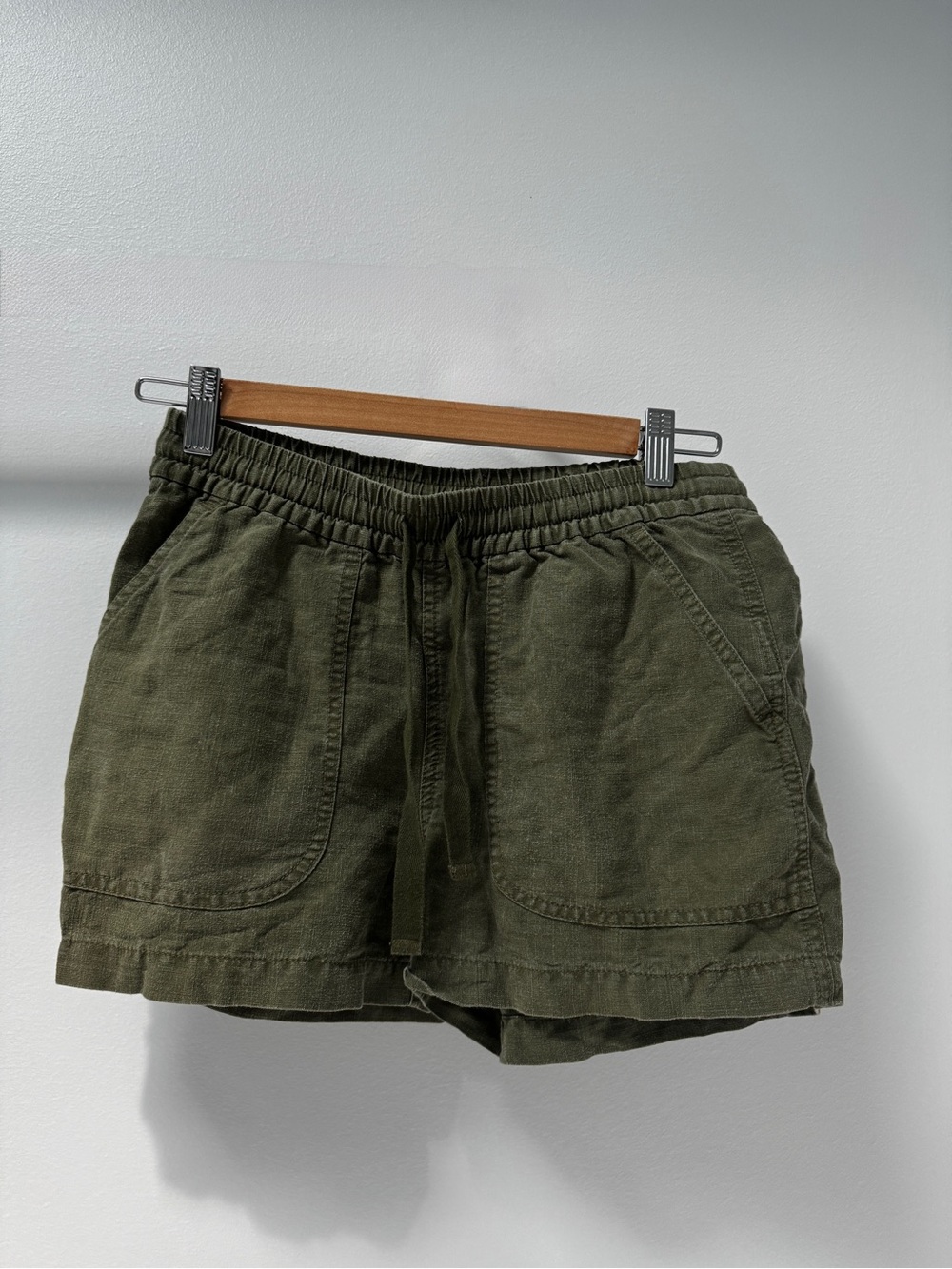 J. Crew Olive Drawstring Linen-Blend Athletic Shorts